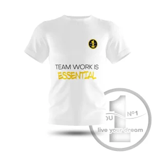 Camiseta „Team work is essential” blanca