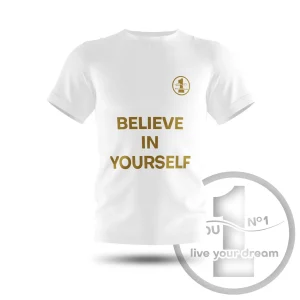 Camiseta „Believe in yourself” blanca