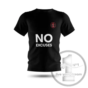 Camiseta „No excuses” negra