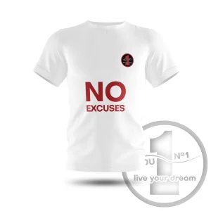 Camiseta „No excuses” blanca
